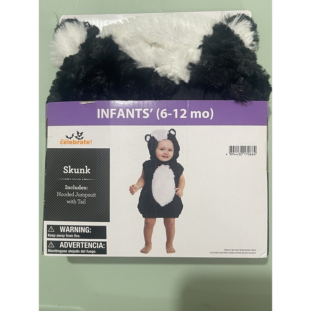 Skunk Plush Halloween Costume for Infants Size 6-12 Months Brand New with Tags